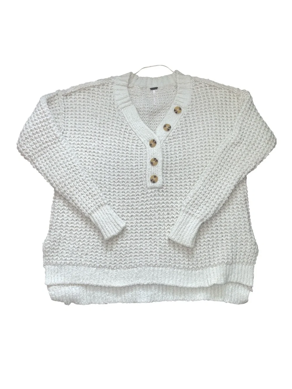 Free people white thick knit sweater